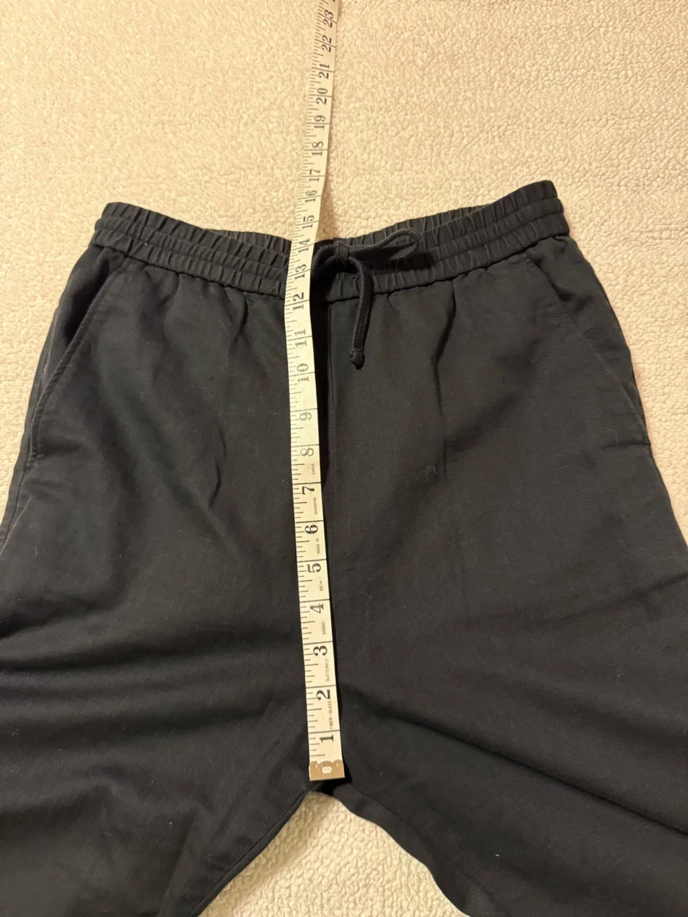 COS Black Relaxed Elastic Waist Drawstring Tapered Trousers Pants Linen Blend